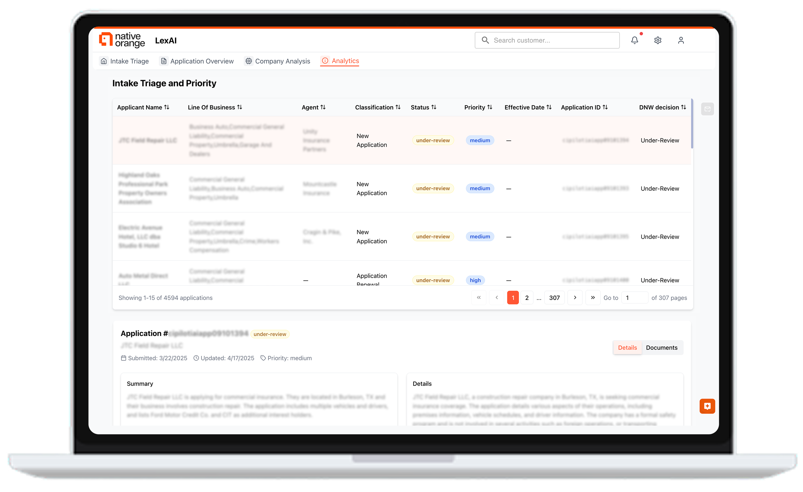LexAI Underwriting Dashboard